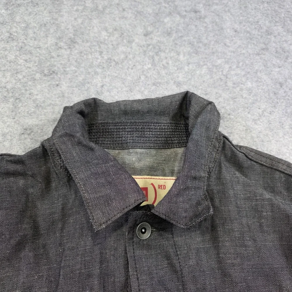 Gap (RED) Rigid Denim Jacket Mens Large Gray Cotton Button Front Trucker Unlined